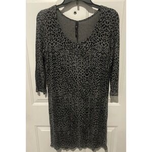 Women's Jessica Simpson Gray & Black Animal‎ Print Large 3/4 Sleeve Dress